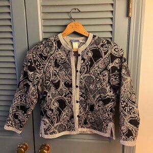 Quilted Black & White Cropped Jacket - Size S